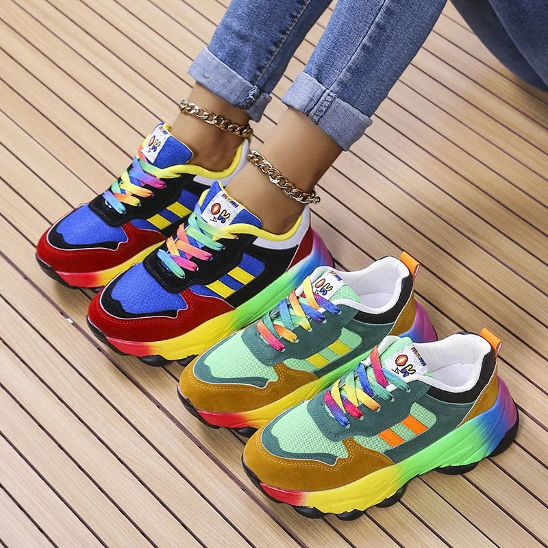 Multifarbige Orthopädische Sneakers mit Plateau für Damen – Moderner Stil und Absoluter Komfort