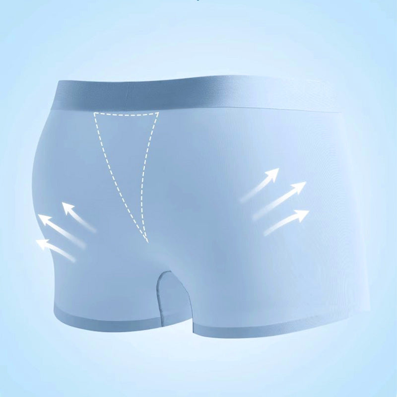 4 Stück Herren Eis-Satin Antibakterielle Atmungsaktive Boxershorts