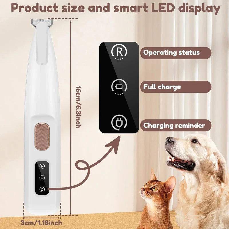 Hundefelltrimmer mit LED-Lampe | Vollständig wasserdichter Haarschneider für Haustiere