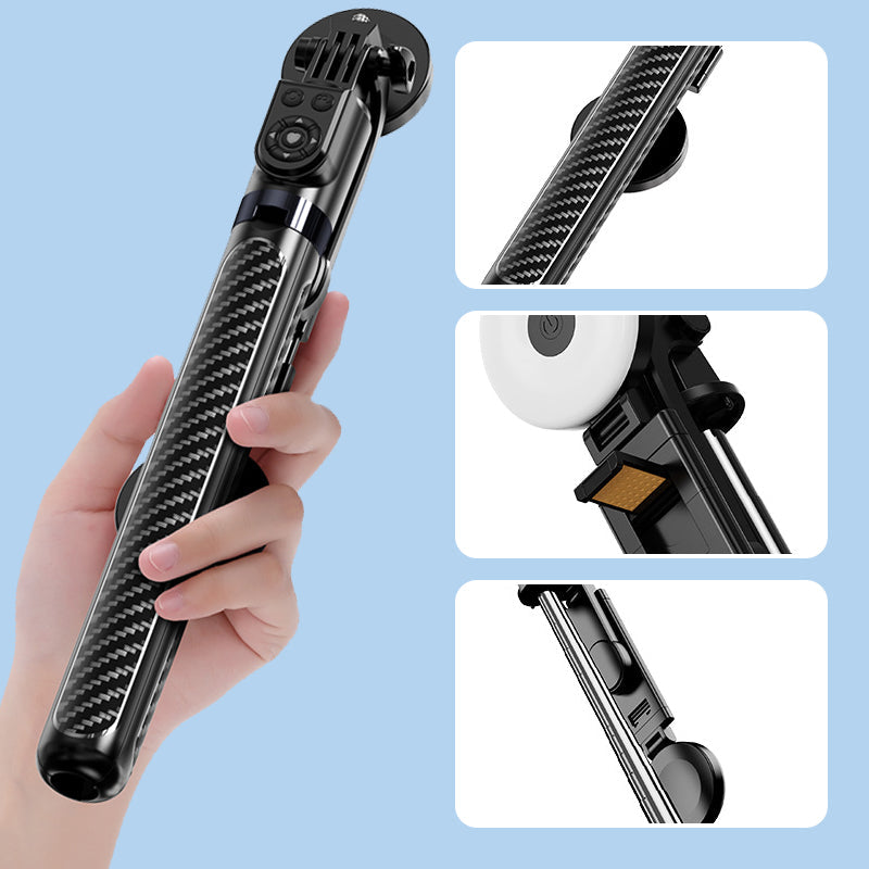 LuxuraSnap Elite Selfie Stick Stativ | Machen Sie atemberaubende Selfies mit integriertem LED-Fülllicht