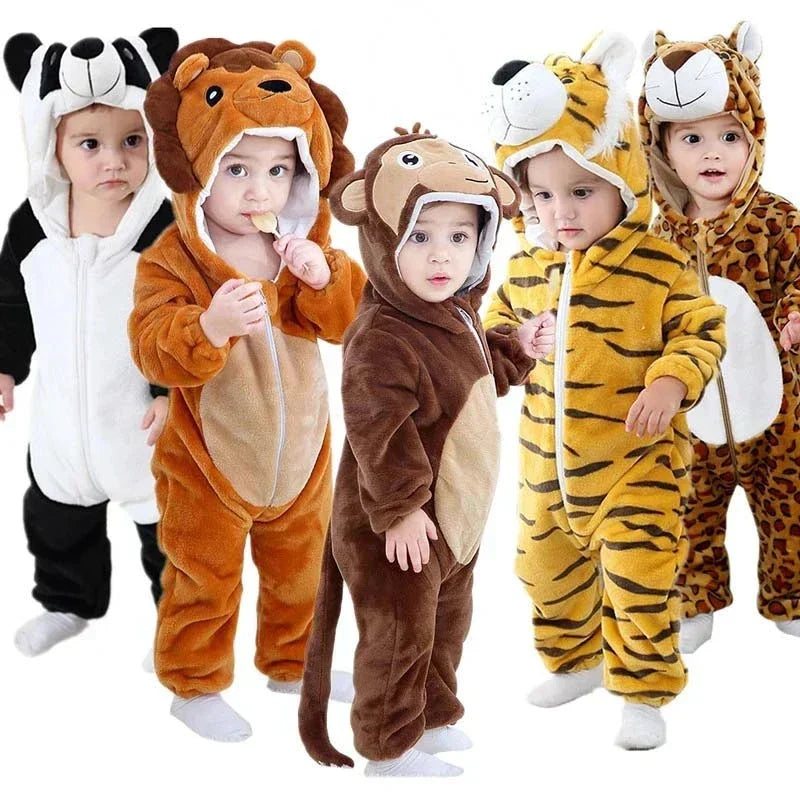 Strampler für Babys | Baby Fleece Overall | Tier Onesie | Wolklin