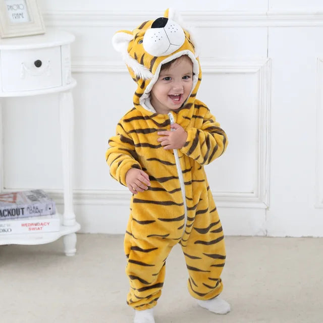 Strampler für Babys | Baby Fleece Overall | Tier Onesie | Wolklin