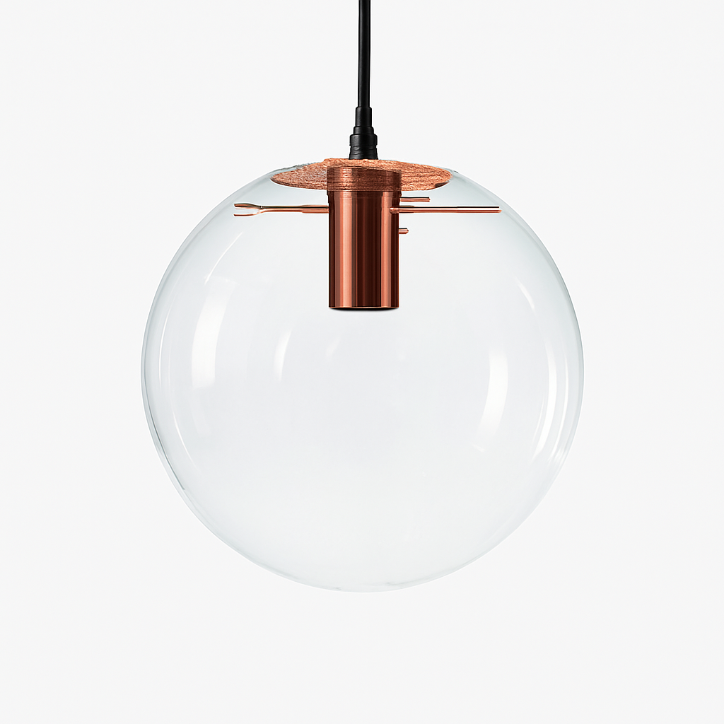 Pendelleuchte aus Glas in Roségold oder Schwarz