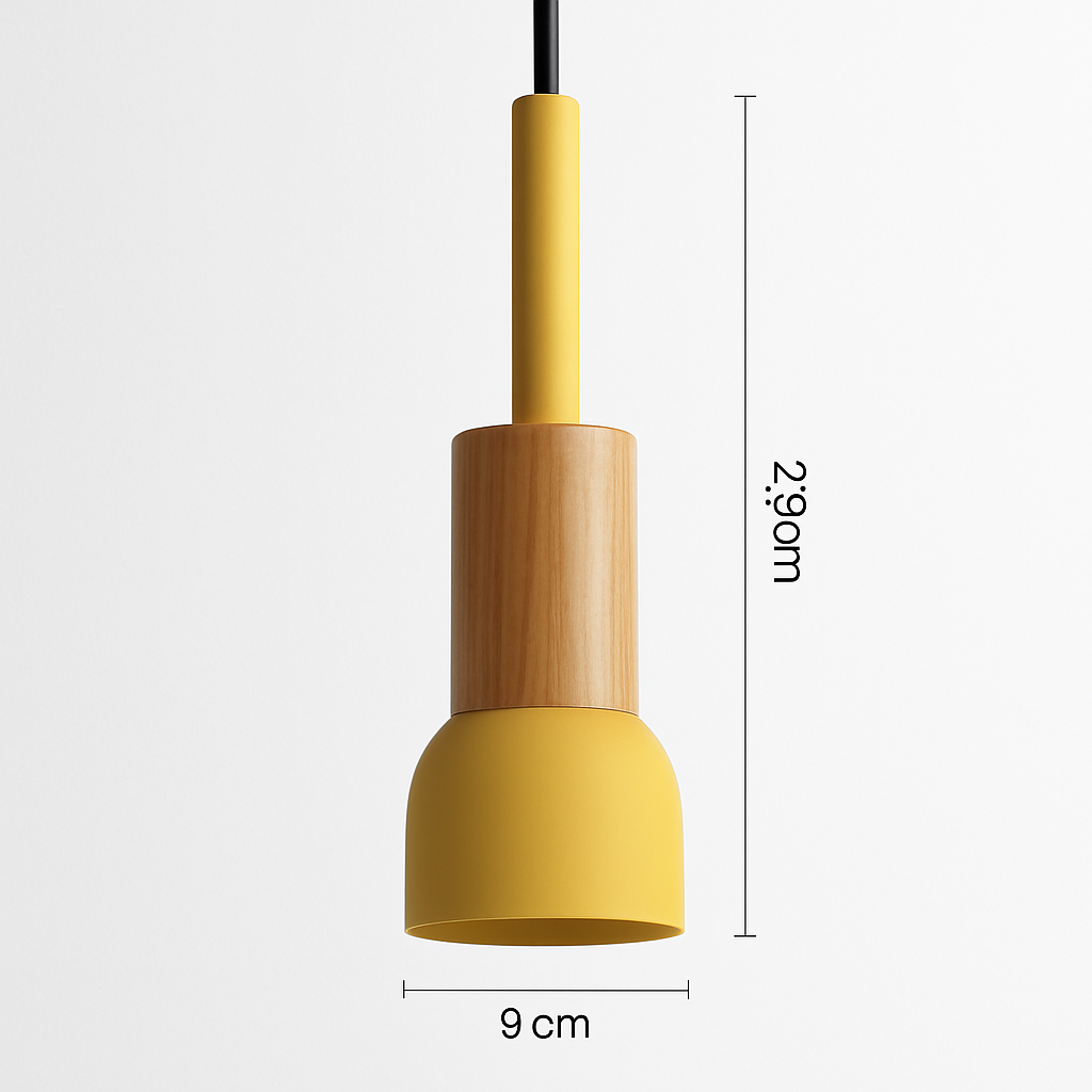 Design-Hängelampe aus Holz und Metall in verschiedenen Formen Fenster