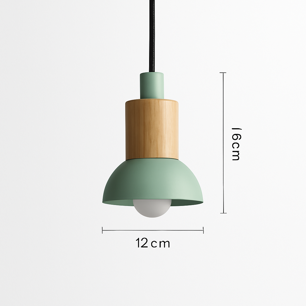 Design-Hängelampe aus Holz und Metall in verschiedenen Formen Fenster