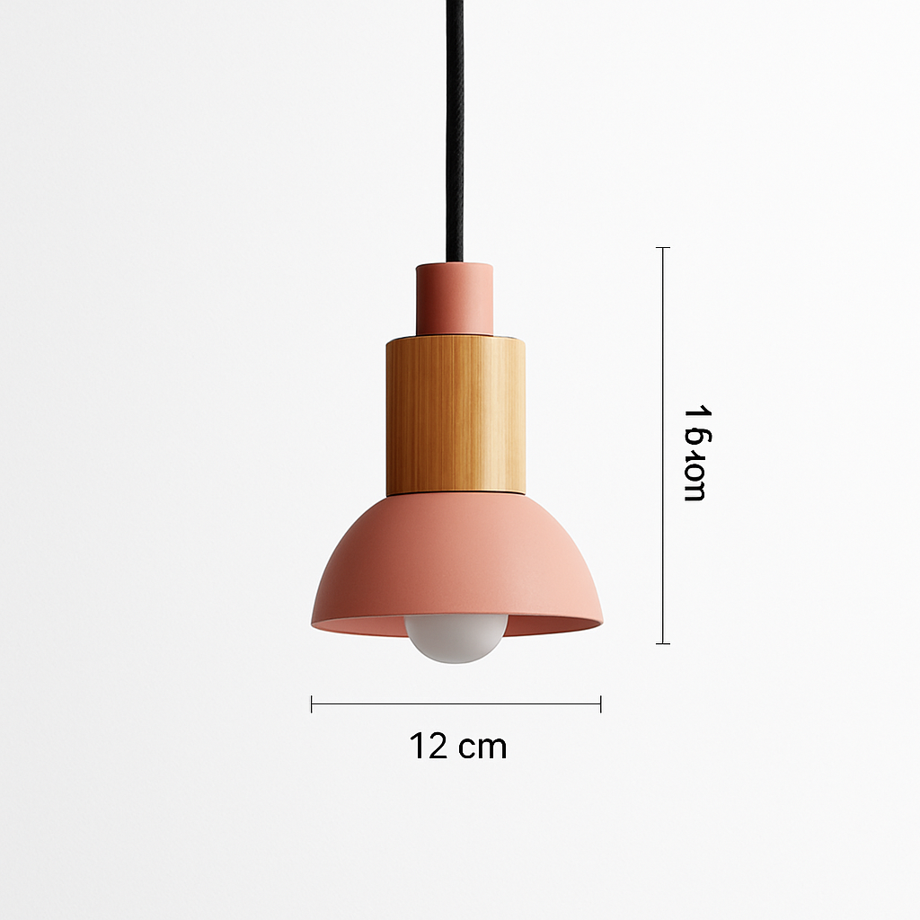 Design-Hängelampe aus Holz und Metall in verschiedenen Formen Fenster