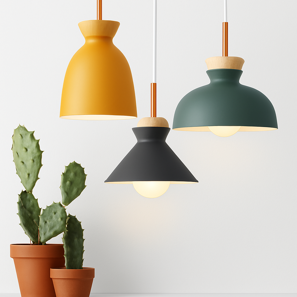 Farbige Metallpendelleuchten in verschiedenen Formen Nordic