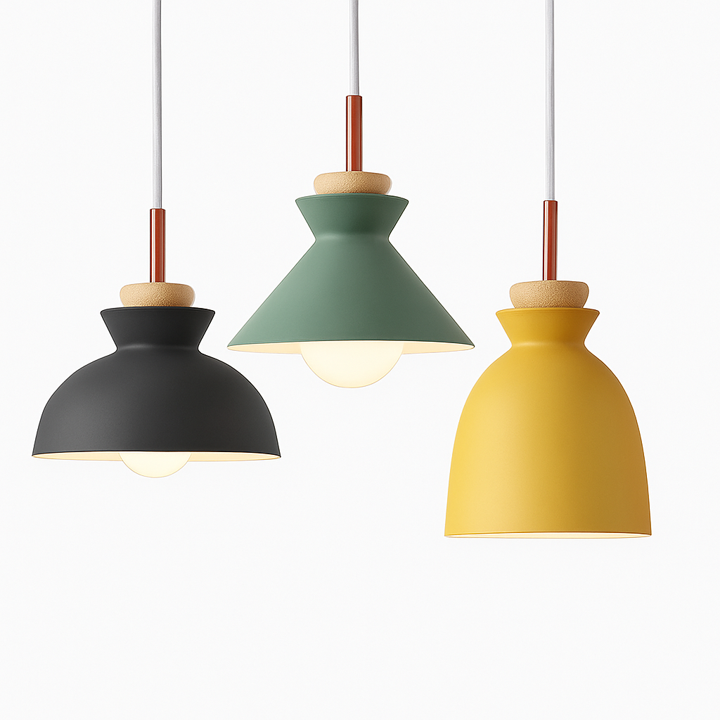 Farbige Metallpendelleuchten in verschiedenen Formen Nordic