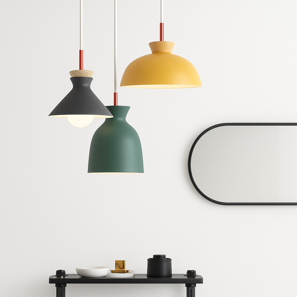 Farbige Metallpendelleuchten in verschiedenen Formen Nordic