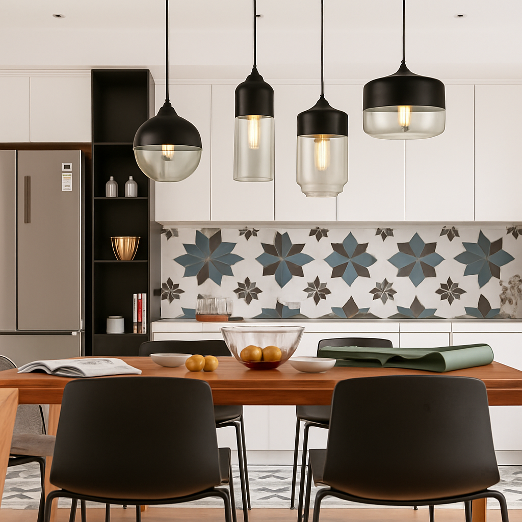 Moderne Pendelleuchte aus Glas und Metall Loft
