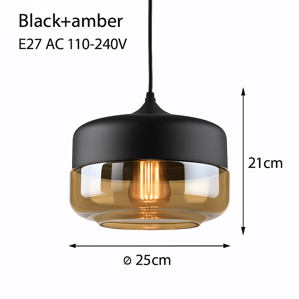Moderne Pendelleuchte aus Glas und Metall Loft