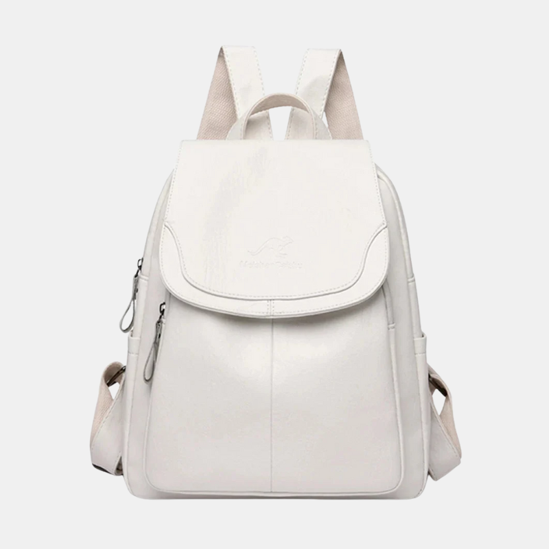 Diebstahlsicherer Rucksack aus Leder für Damen mit RFID-Schutz und versteckten Reißverschlüssen