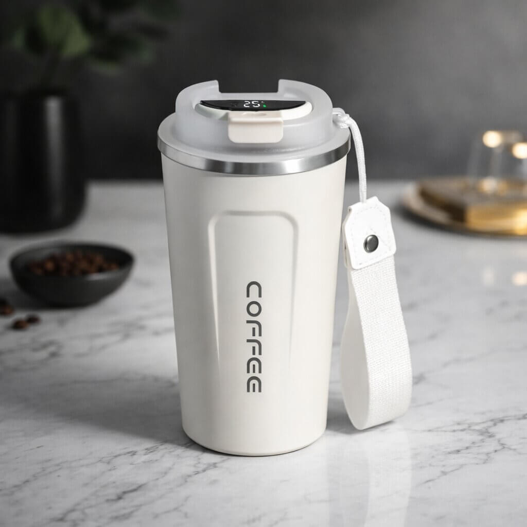 RVS Reisebecher mit intelligenter Temperaturanzeige – Thermobecher aus Edelstahl