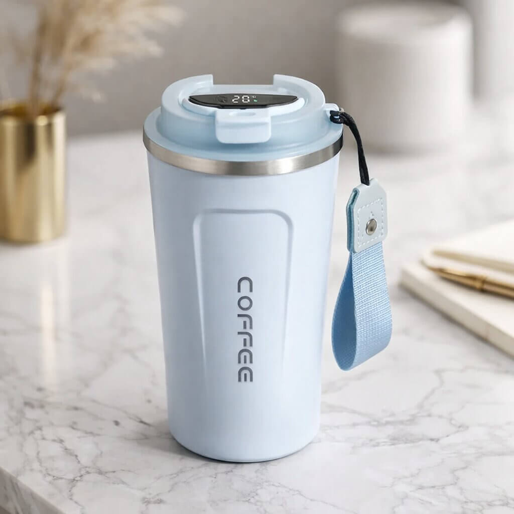 RVS Reisebecher mit intelligenter Temperaturanzeige – Thermobecher aus Edelstahl