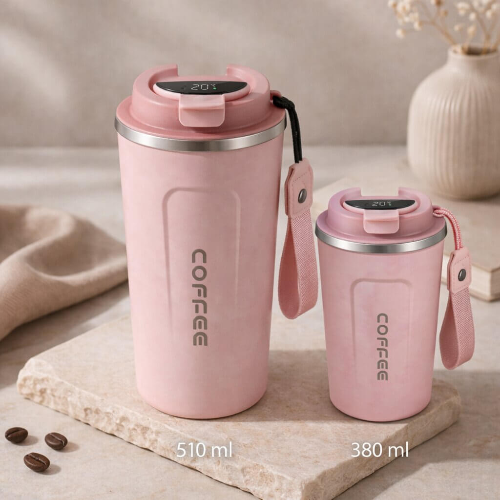 RVS Reisebecher mit intelligenter Temperaturanzeige – Thermobecher aus Edelstahl