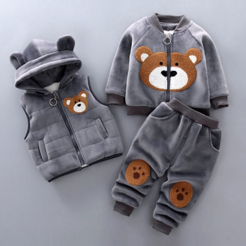 TeddyKids WinterSet CosyBear – 3-teiliges warmes Kinderoutfit mit Kapuze und Ohren