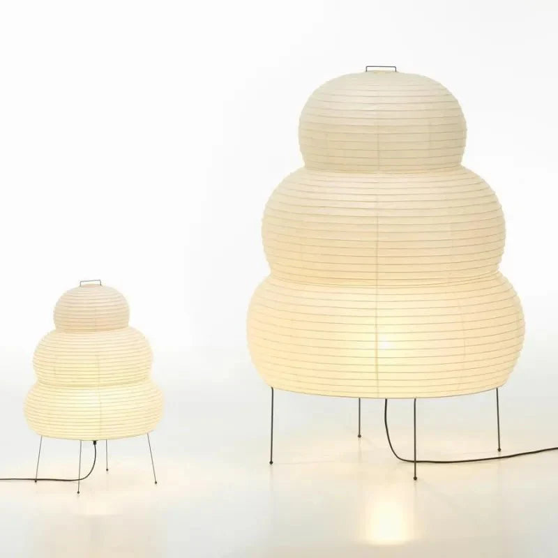 SabiGlow - Künstlerische Wabi Sabi Reispapier Stehlampe mit verstellbarem Stativ