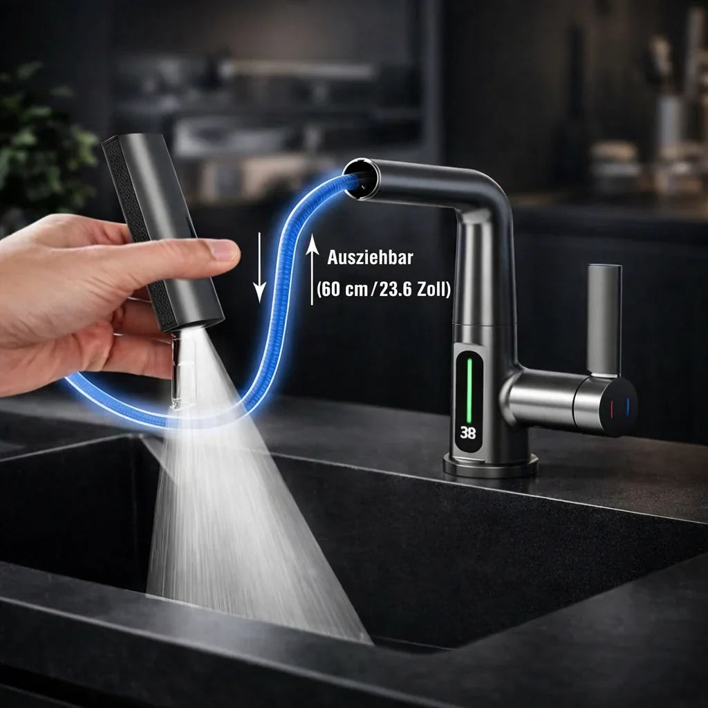 Ausziehbare Küchenarmatur | Ausziehbarer Küchenwasserhahn mit 5 Strahlmodi | FlexiHahn