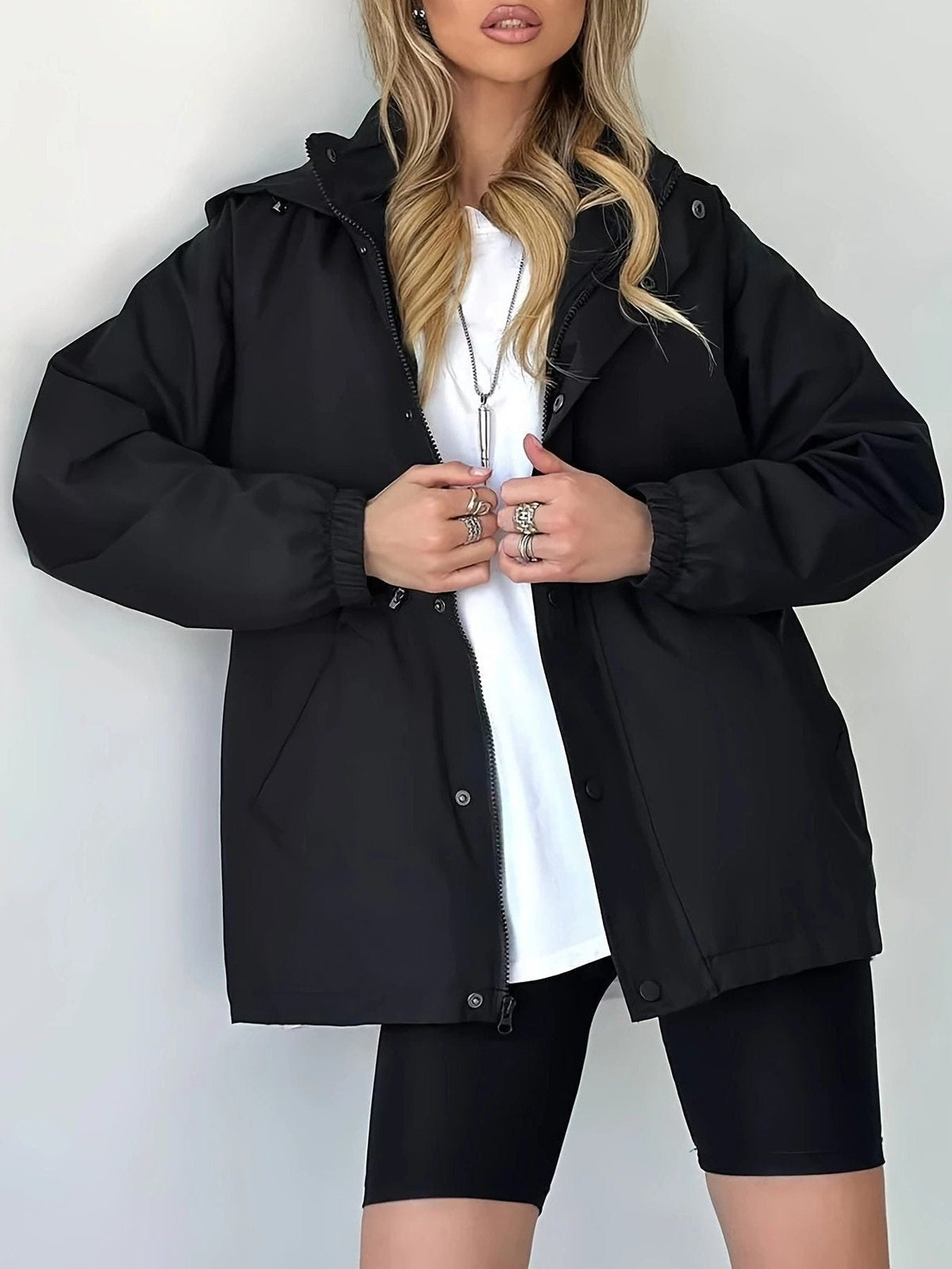 Damen Regenjacke mit Futter – Wasserdichter Parka mit Verstellbarem Taillenzug