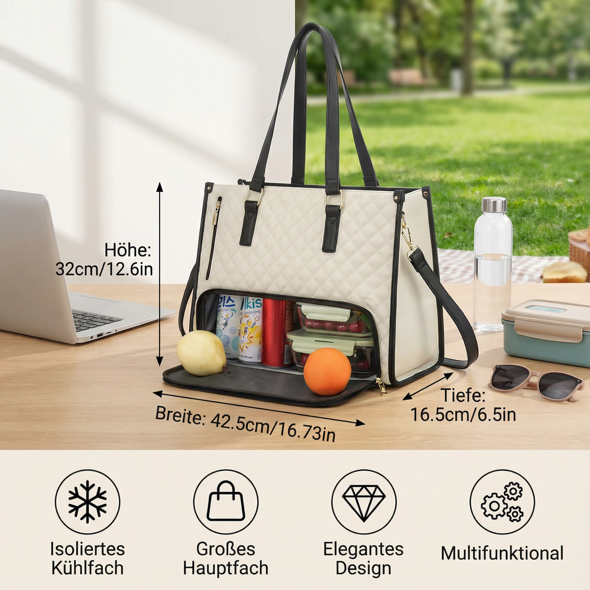 Multifunktionale Damenhandtasche mit Kühlfach