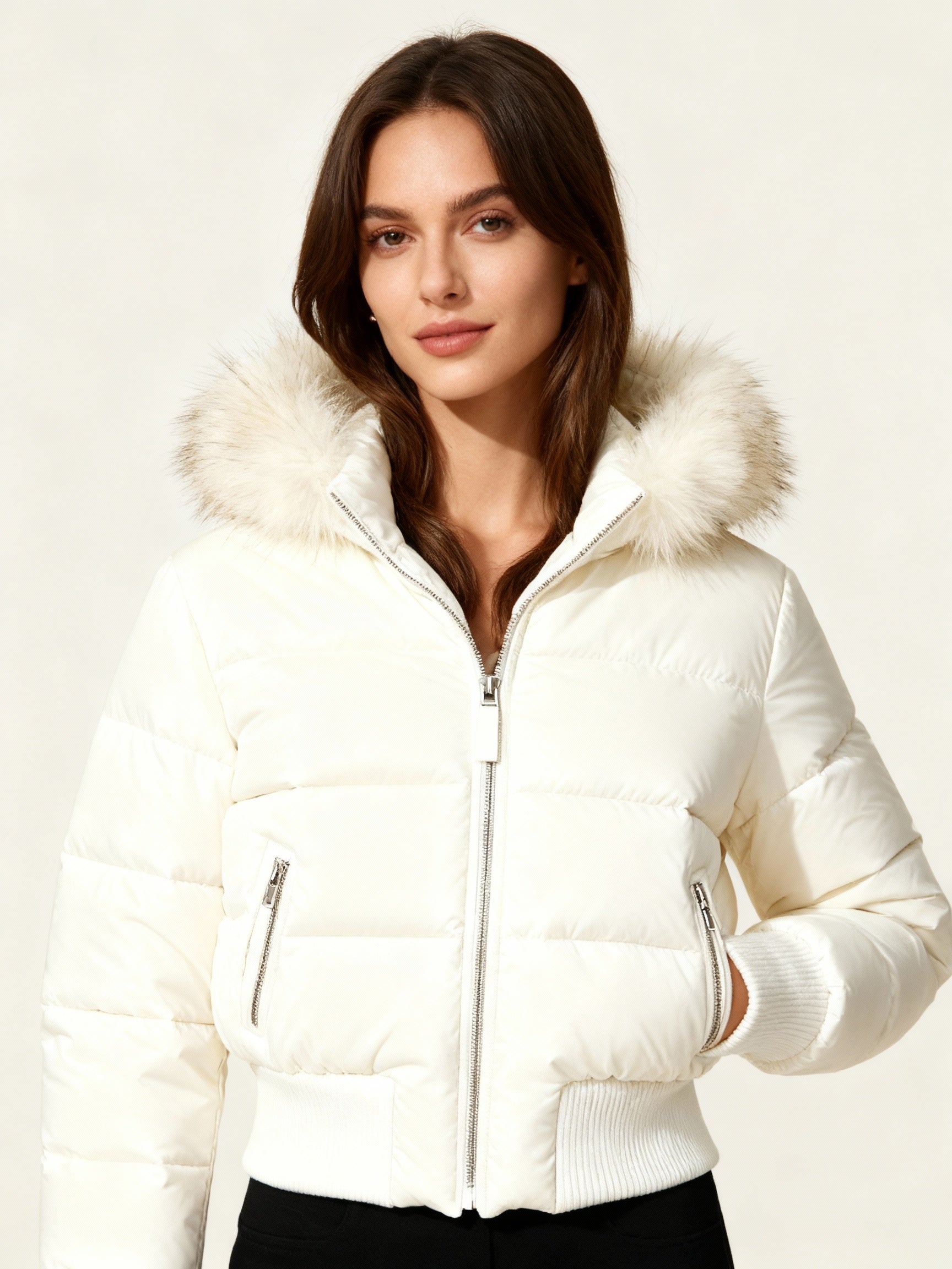 Damen Gesteppt Winterjacke mit Warm & Abnehmbarer Kapuze | Heidi-Mode