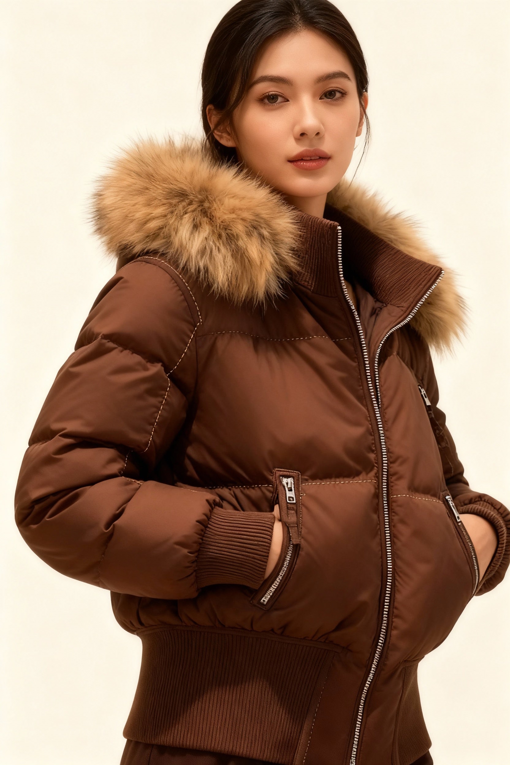 Damen Gesteppt Winterjacke mit Warm & Abnehmbarer Kapuze | Heidi-Mode
