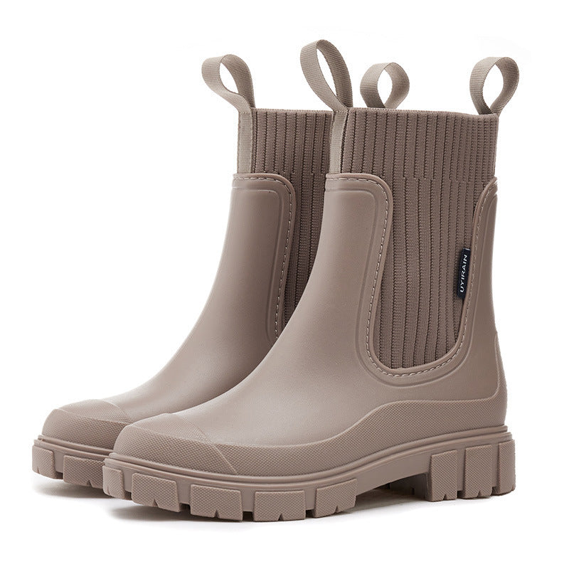 Wasserdichte Gummistiefel für Damen | Höhenverstellbares Plateau & Rutschfeste PVC-Sohle