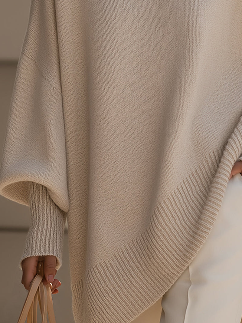 Kimia - Übergroß Gestrickt Rundhalsausschnitt Pullover