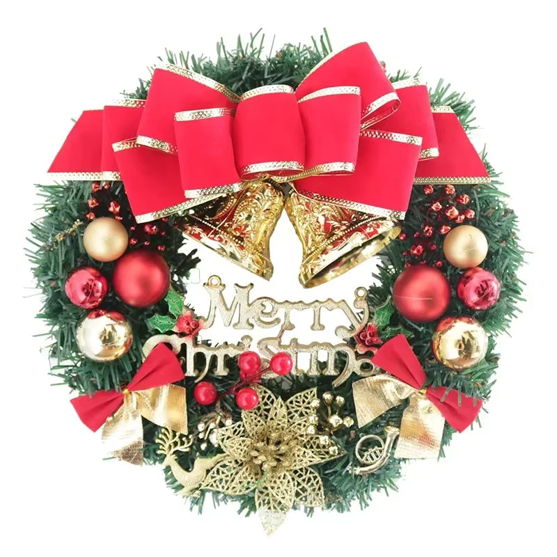 Weihnachtskranz | Tannennadeln mit Rentier- und Schneemannornamenten | 30 cm