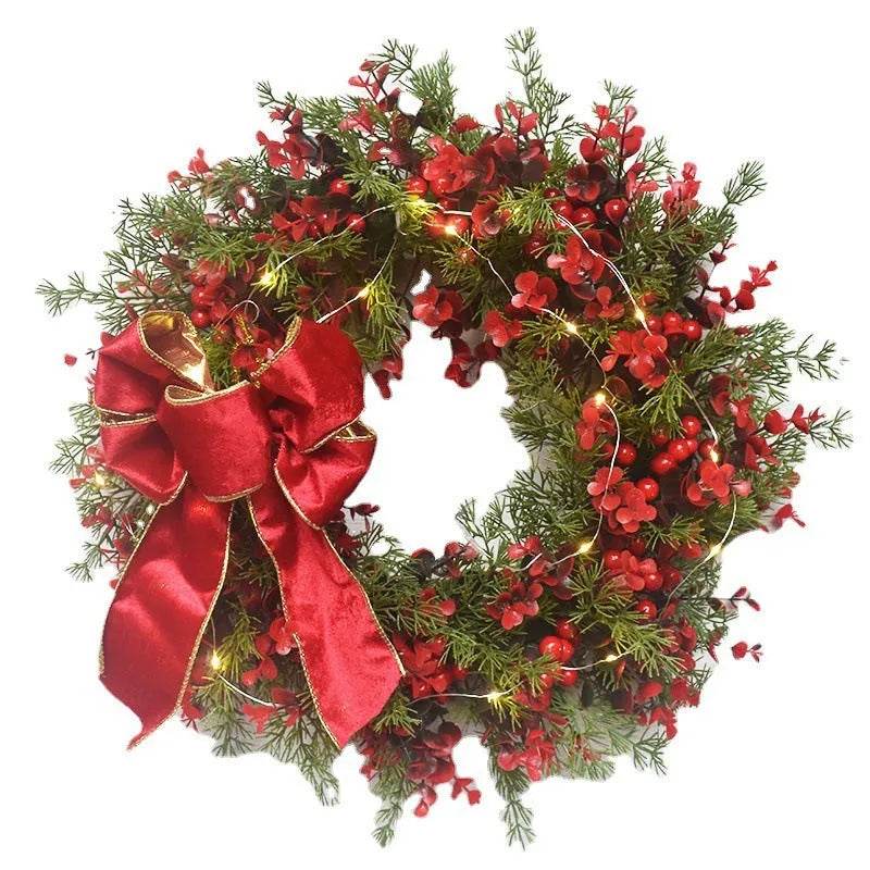 Weihnachtskranz mit roten Kirschen – Dekorativer Türkranz für Weihnachten