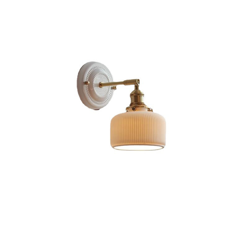 Vintage Japanische Keramik Messing 1-Licht Wandlampe