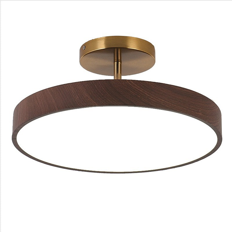Japanische Holz Runde LED Semi-Flush Mount Deckenleuchte
