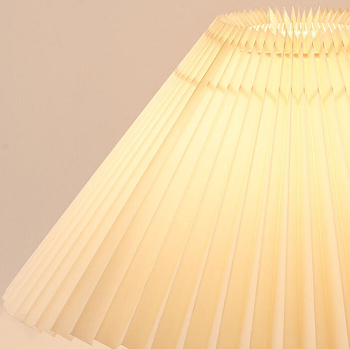 Japanische Minimalistische Holzkonstruktion Faltenstoff LED Tischlampe 1-Licht