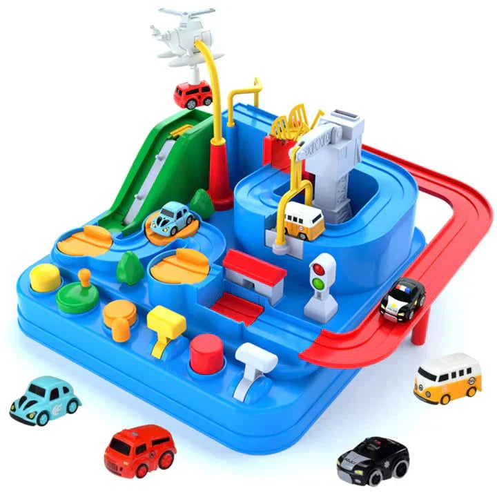 RescueTrack Abenteuer-Set – Pädagogisches Spielzeug für Rettungsfahrzeuge für Kleinkinder