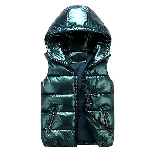 Elegante unisex Steppweste mit Kapuze