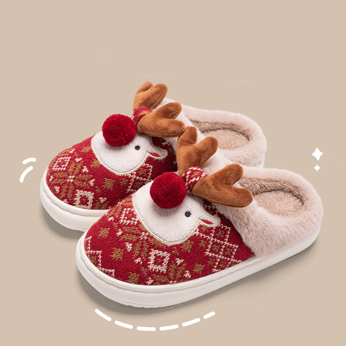 Weihnachtliche Hausschuhe mit Besticktem Stoff