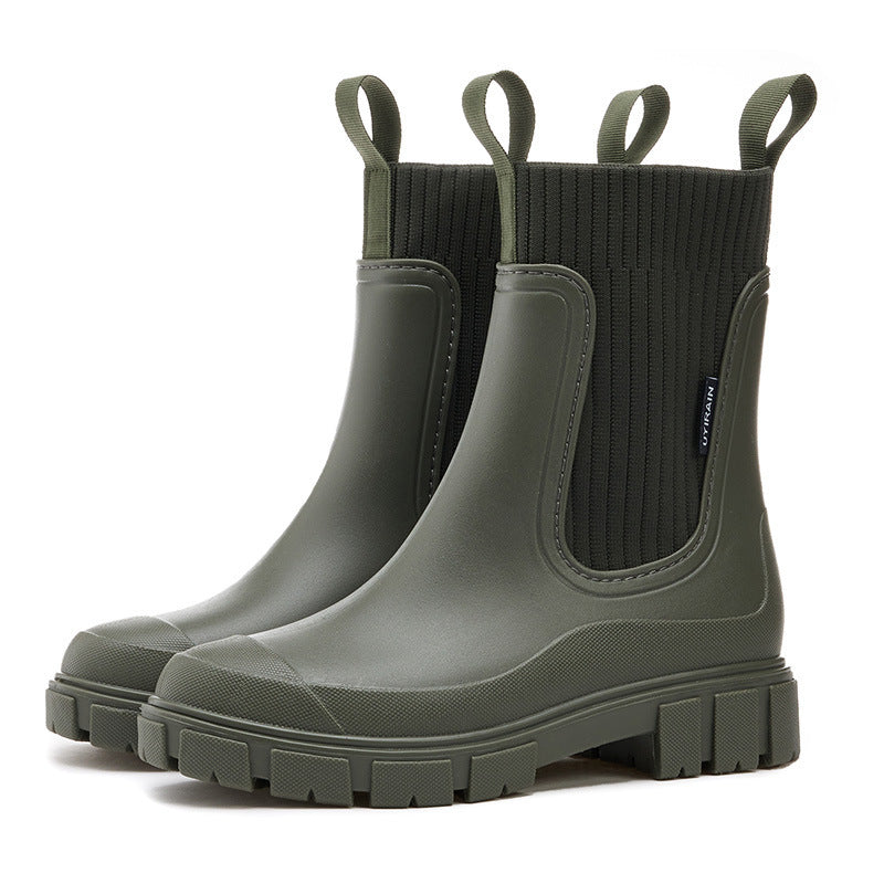 Wasserdichte Gummistiefel für Damen | Höhenverstellbares Plateau & Rutschfeste PVC-Sohle