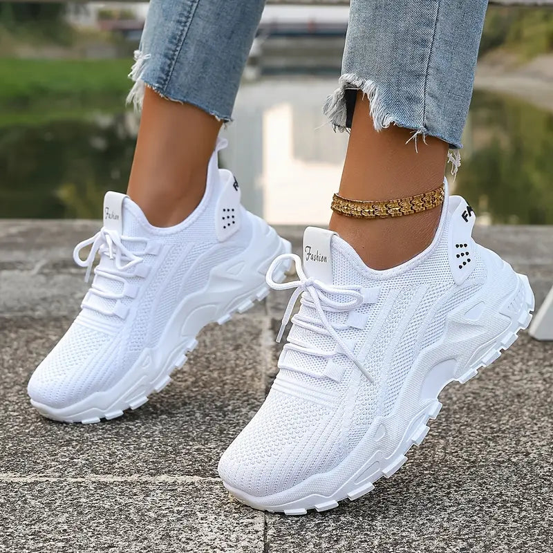 Damen Atmungsaktive Strick-Sneaker - Leichtgewicht, Bequeme Niedrige Laufschuhe für Alle Jahreszeiten