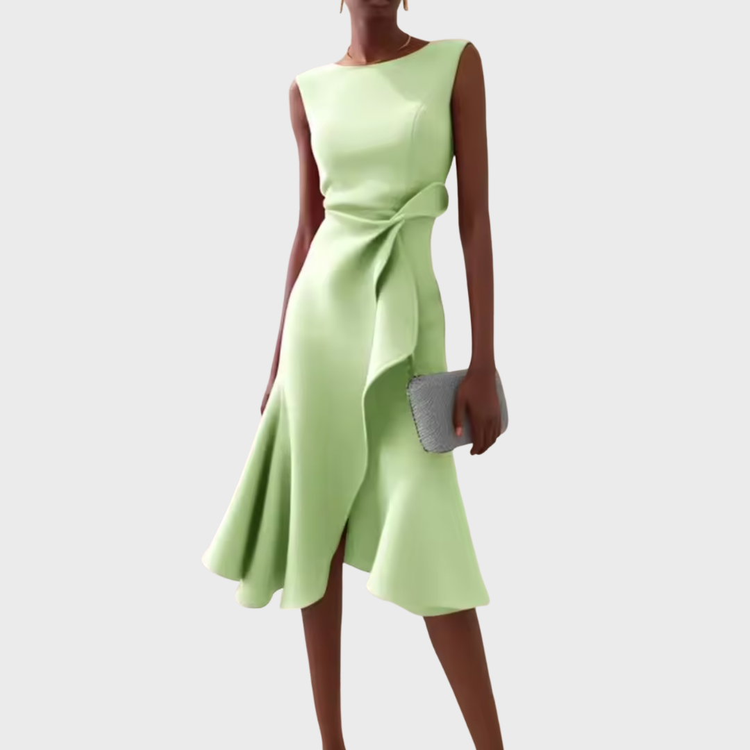 Beatrice | Damen Drapiertes Asymmetrisches Midikleid