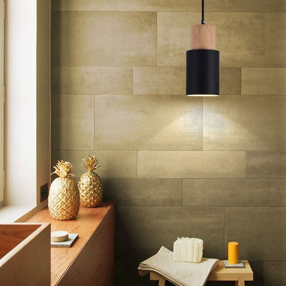 Frendorf | Metall Holz Pendelleuchte | Modernes Industrielles Design
