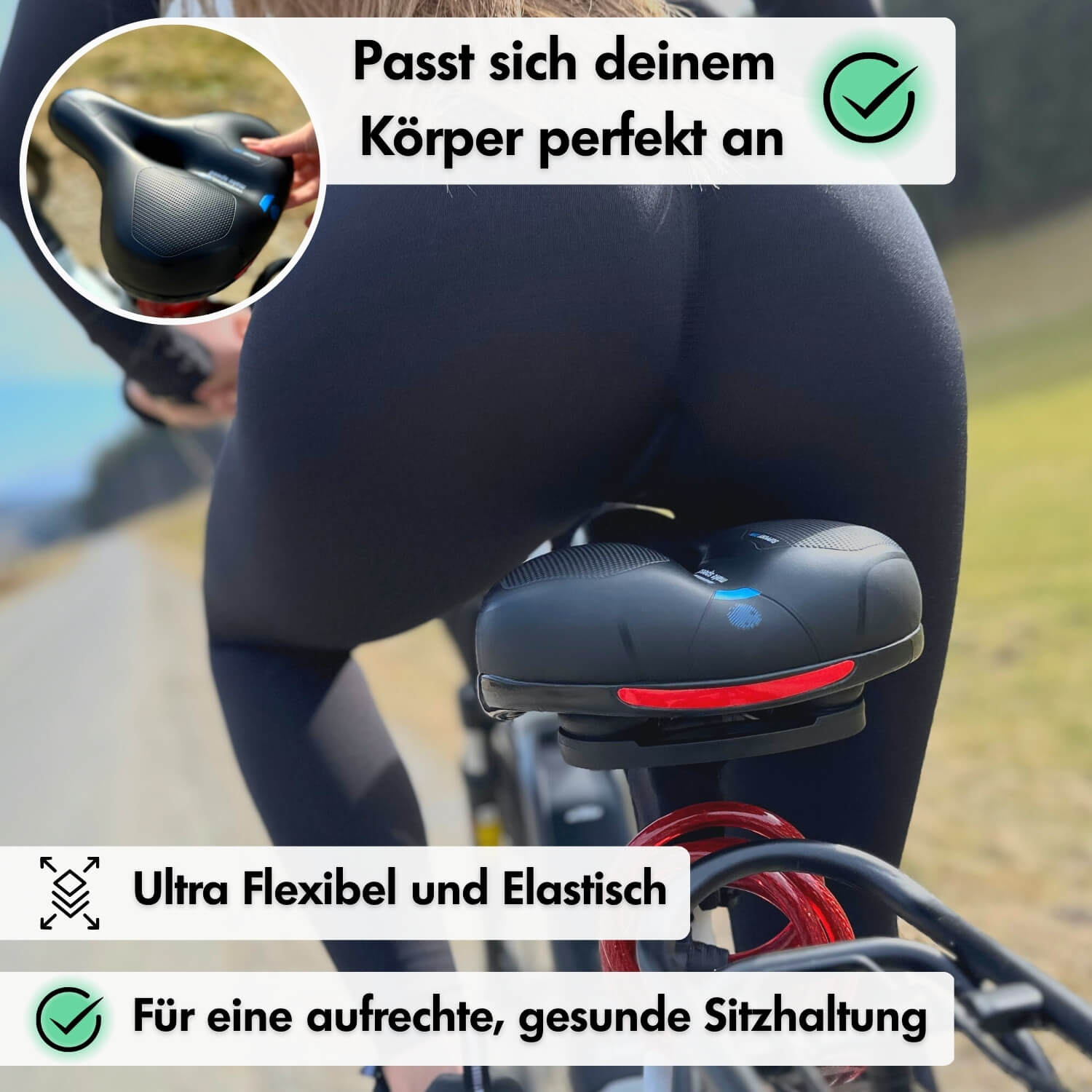 Sandsberg | CloudComfort Pro Fahrradsattel | Druckentlastender Memory-Schaum | Schwarz