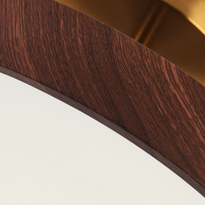 Japanische Holz Runde LED Semi-Flush Mount Deckenleuchte