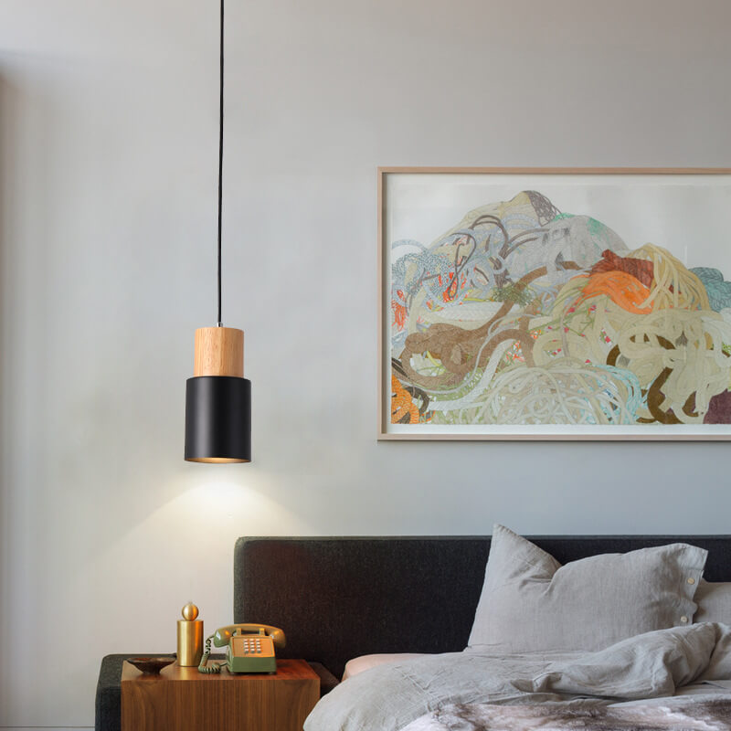 Frendorf | Metall Holz Pendelleuchte | Modernes Industrielles Design