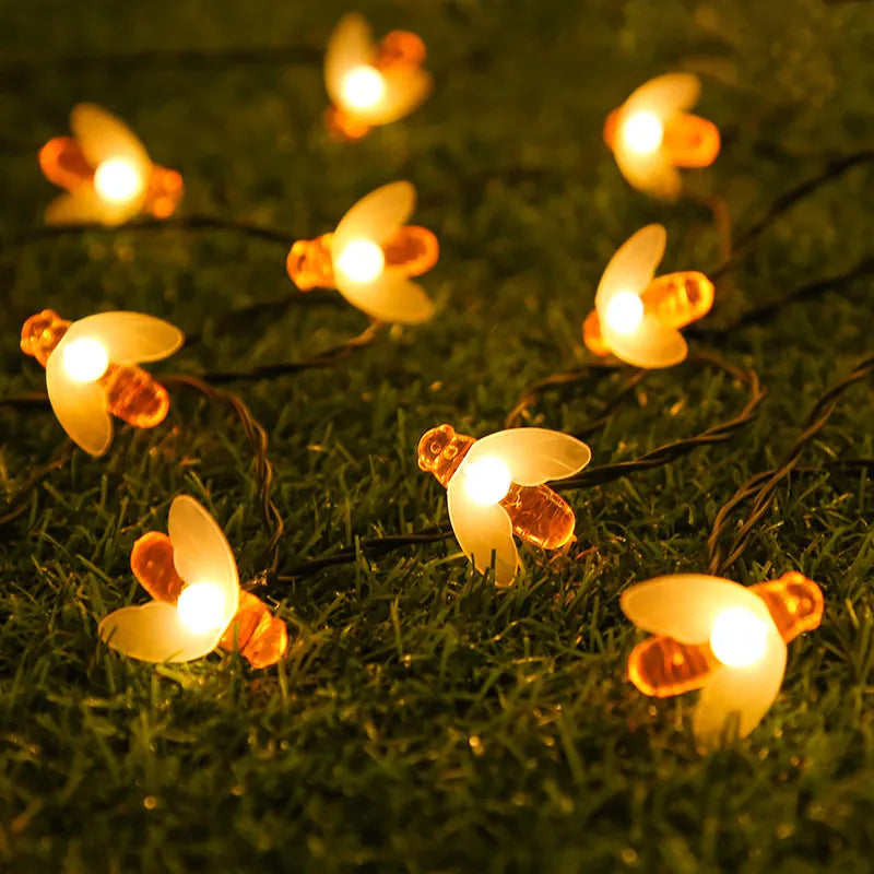 Solar LED Lichterkette mit Bienen – Solar Gartenbeleuchtung für draußen