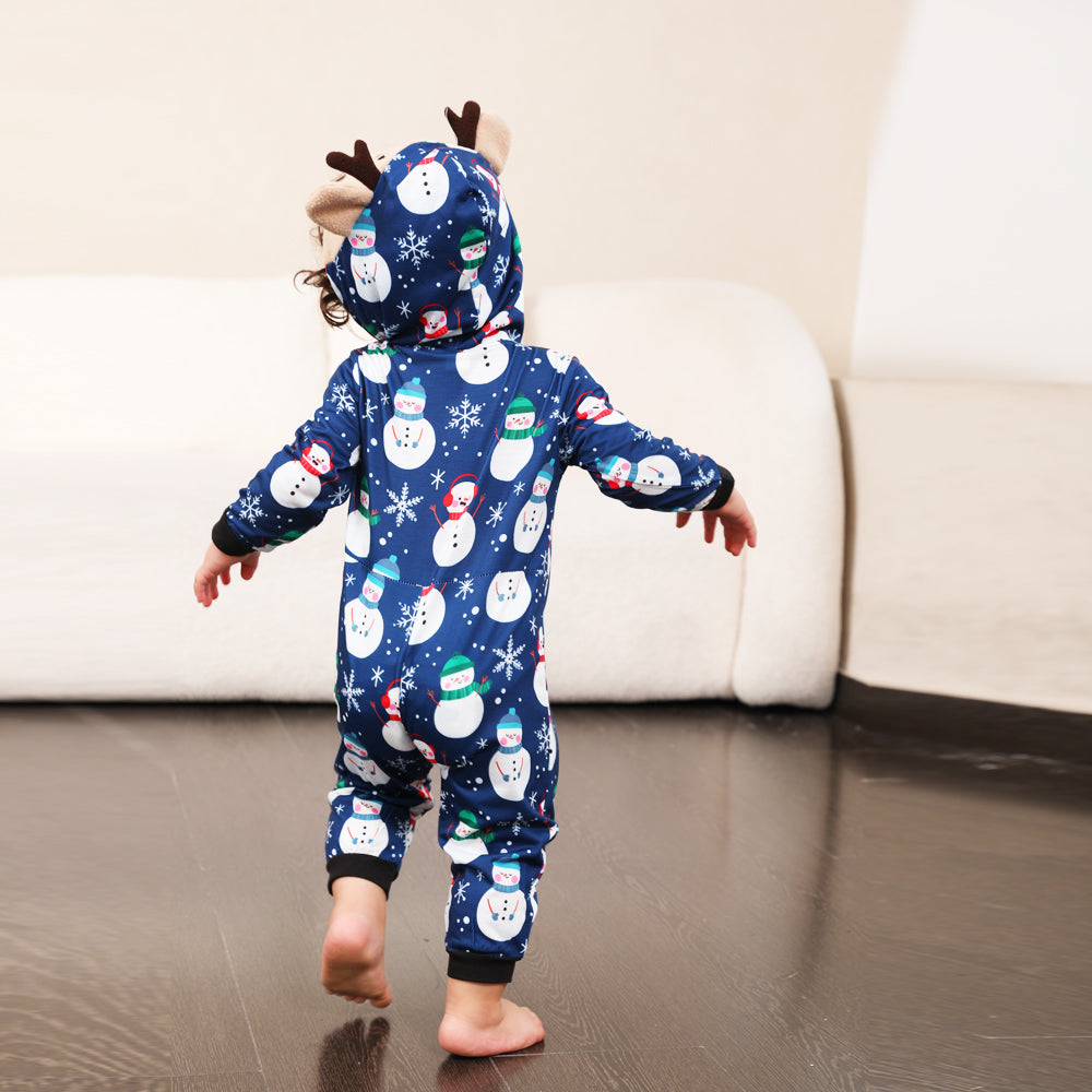 Blauer Schneemann passende Familien-Weihnachtspajamas Einteiler