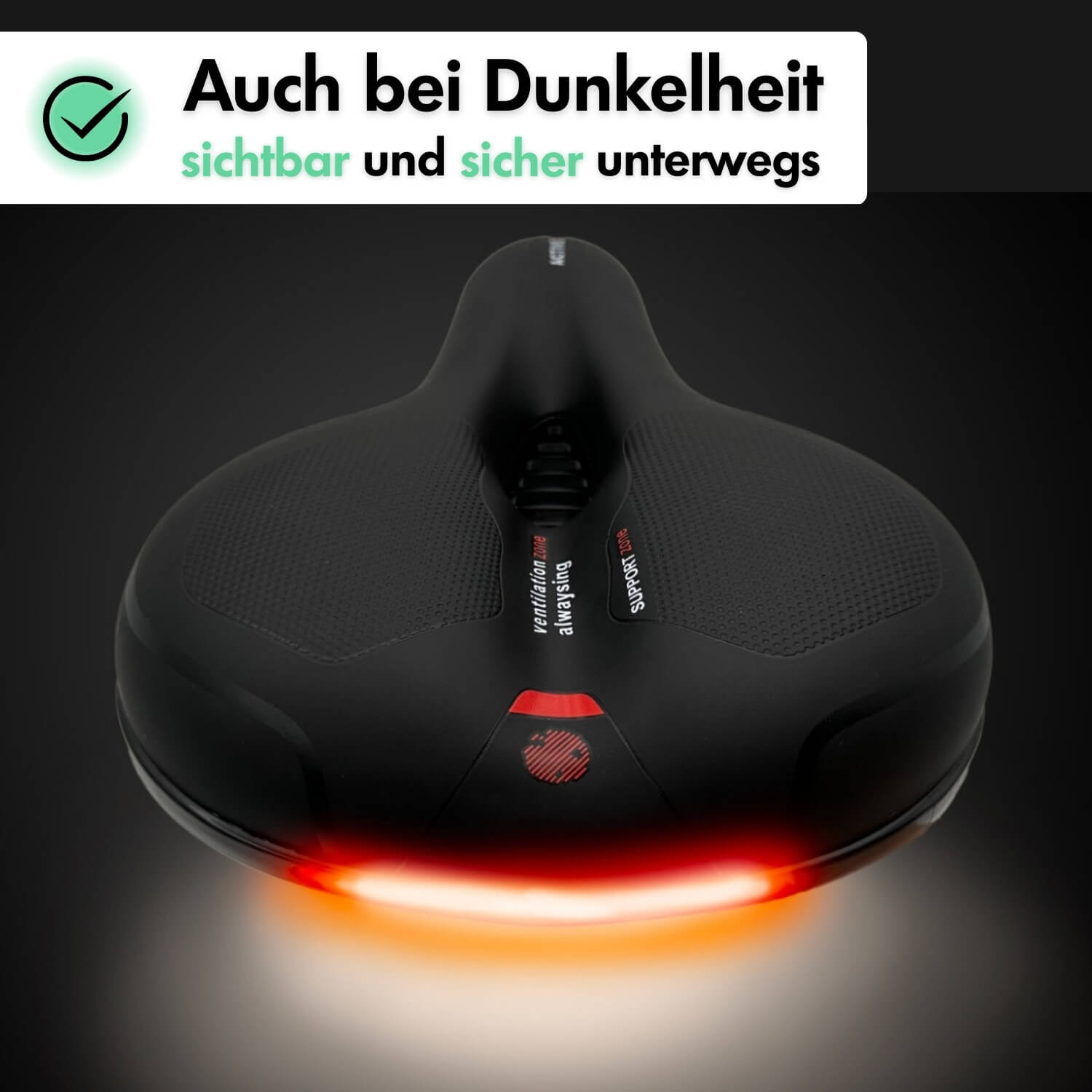 Sandsberg | CloudComfort Pro Fahrradsattel | Druckentlastender Memory-Schaum | Schwarz