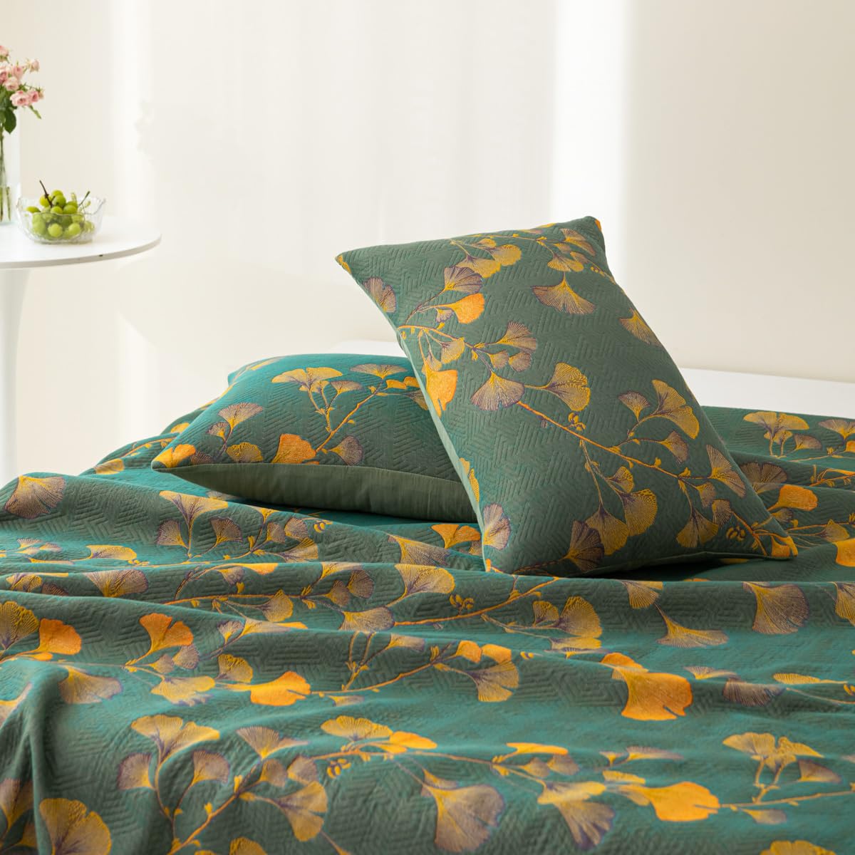 Ginkgo Blatt Jacquard Baumwoll Wendebettdecke