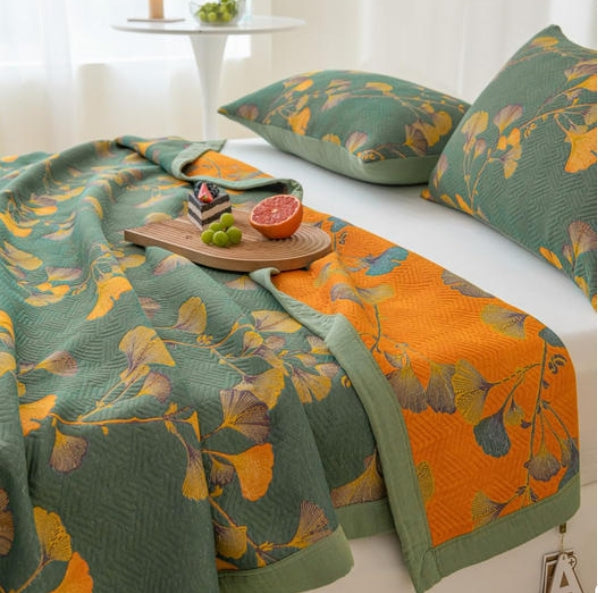 Ginkgo Blatt Jacquard Baumwoll Wendebettdecke