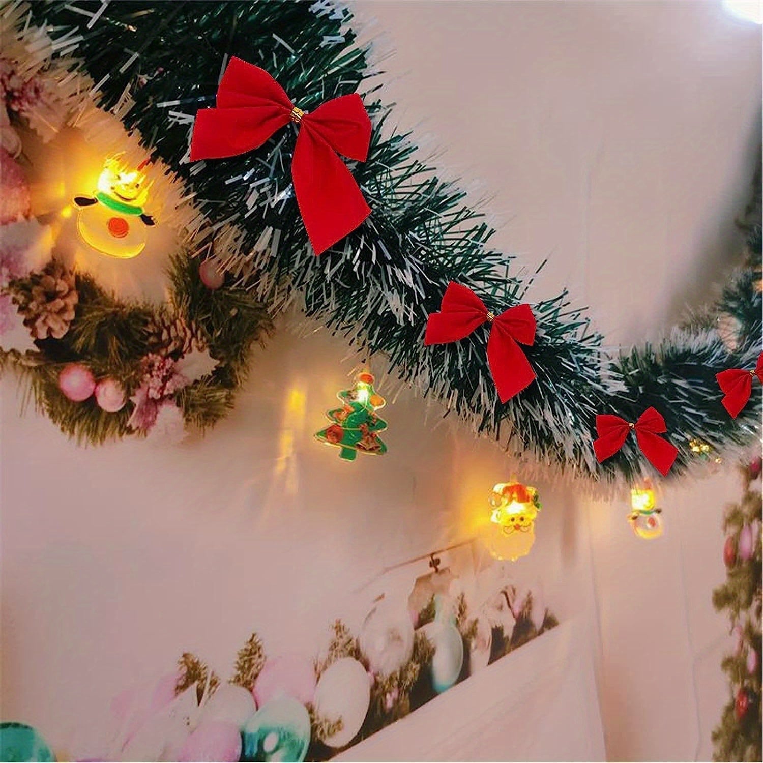 LumaTinsel LED Weihnachtsgirlande – Set aus 2 drahtlosen Metallic-Girlandenlampen mit warmem Licht