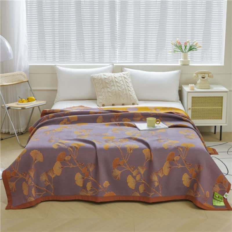 Ginkgo Blatt Jacquard Baumwoll Wendebettdecke